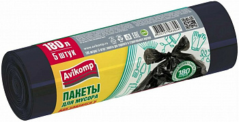 Мешки для мусора Avikomp для садового и строительного мусора 180 л, 5 шт, черный