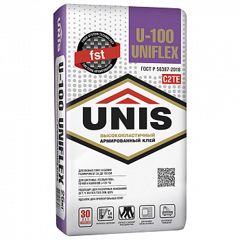 Клей плиточный Юнис U-100 UniFlex эластичный 25кг