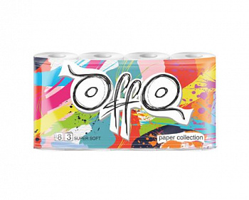 Туалетная бумага Offo, белая, 3 слоя, 8 рулонов
