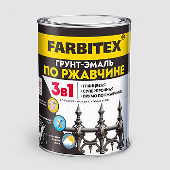 Грунт-эмаль по ржавчине 3 в 1 FARBITEX, коричневая, 1,8кг