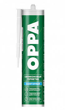 Санитарный силиконовый герметик кислотного типа, Белый, OPPA, 270 гр.