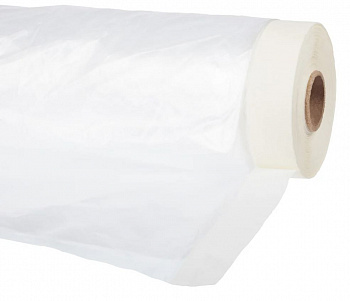 Пленка защитная с клейкой малярной лентой, прозрачная, HDPE, рулон 1.8x25 м, толщина 8 мкм РемоКолор 09-0-018