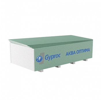Gyproc Аква Оптима ВЛАГОСТОЙКИЙ, 12,5мм, 1200 х 2500 (ГСП-H3, гипсокартон, ГКЛ, Гипрок)