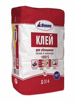 Клей для облицовки печей и каминов Диола "+850С" "Д-314", 10кг
