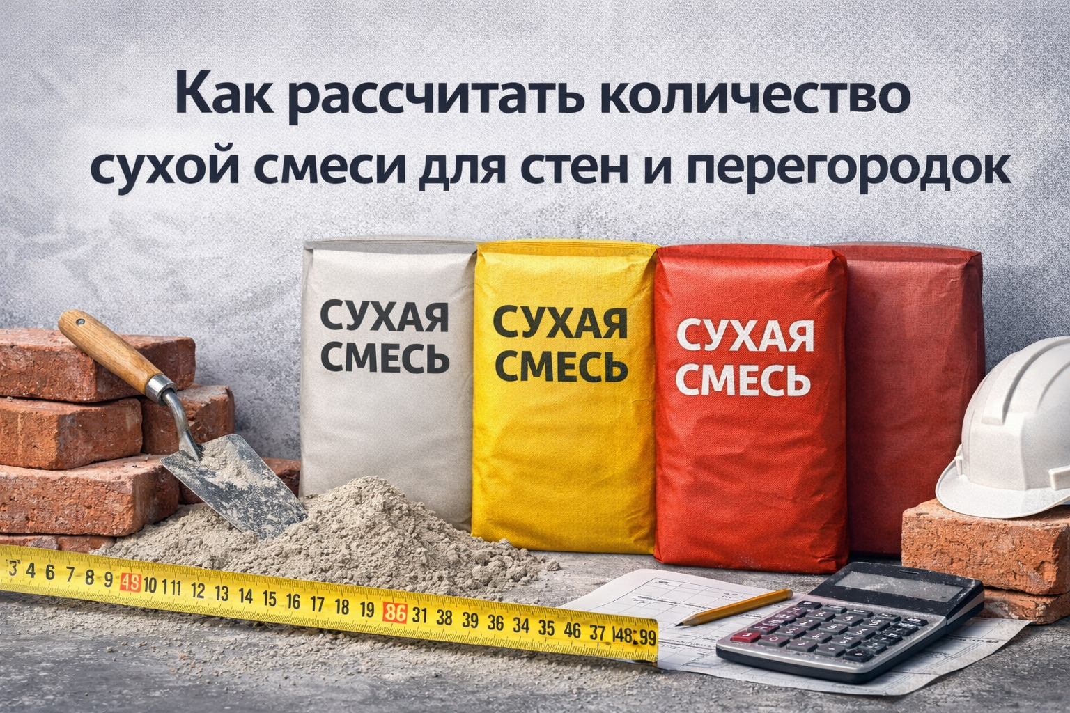 Как рассчитать количество сухой смеси для стен и перегородок - Редактирование