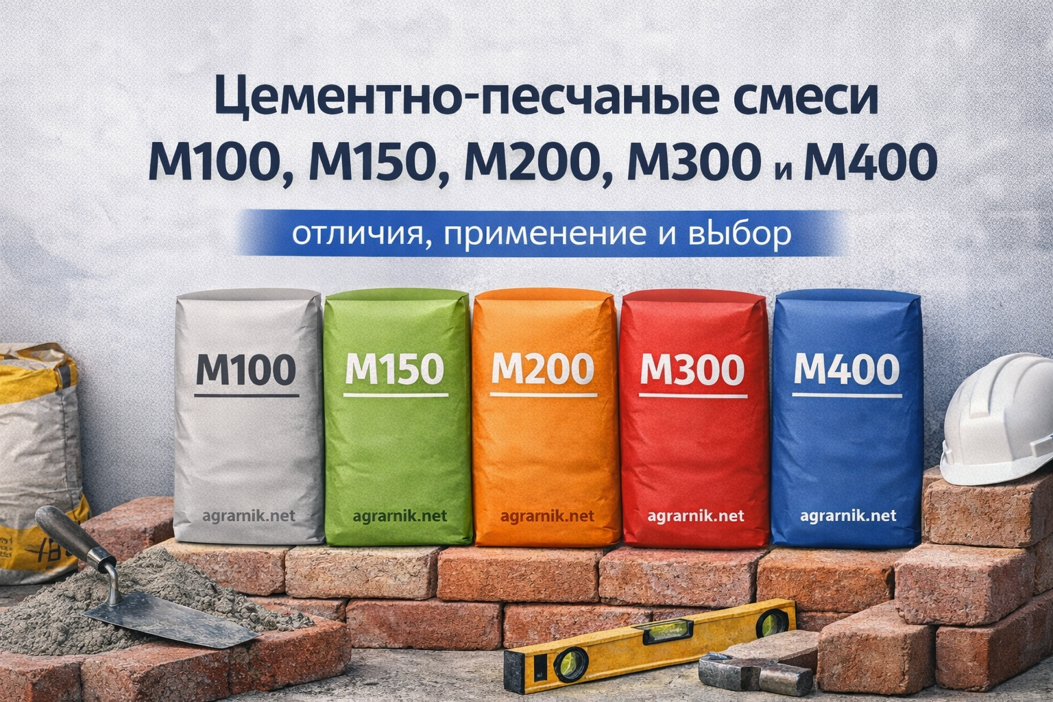 Цементно-песчаные смеси М100, М150, М200, М300 и М400 — отличия, применение и выбор